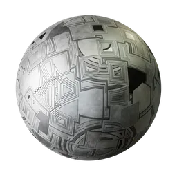 High-resolution PBR metal material with engraved lines for 3D modeling and rendering in Blender.