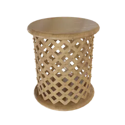 Detailed 3D Boho-style nightstand with intricate lattice design, optimized for Blender rendering.