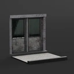 Detailed 3D model of a textured window wall panel suitable for Blender, featuring PBR compatibility and optimal size.