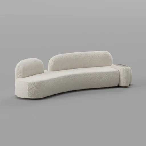 Modern Curved Boucle Sofa