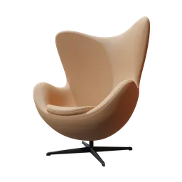 Detailed 3D model of a beige egg chair with PBR textures for Blender rendering.