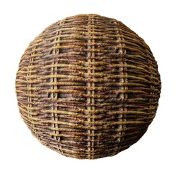 Realistic PBR Wood Wires Basket texture for 3D modeling in Blender and other software.