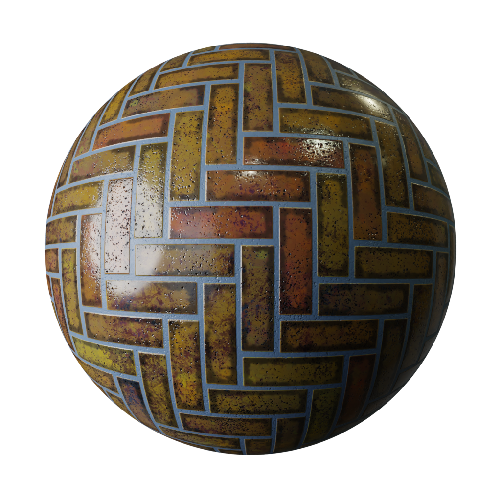 Herringbone porcelain yellow tiles FREE 3D tiles materials BlenderKit