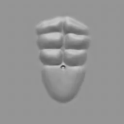 3D muscle sculpting brush imprint for male figure modeling in Blender.