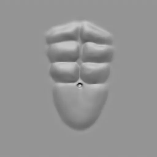 3D muscle sculpting brush imprint for male figure modeling in Blender.