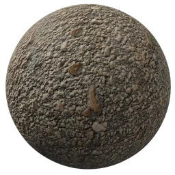 Textured 3D rendering of a highly detailed stone asphalt material, suitable for PBR workflows in Blender and other 3D applications.