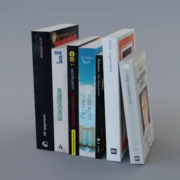 "Various books - a collection of literature-themed 3D models for Blender 3D. The stack of books features a bright light render with Korean typography and 8k resolution, creating a stunning superrealistic effect. Use these 4k textured books individually or as a block to enhance your scenes."