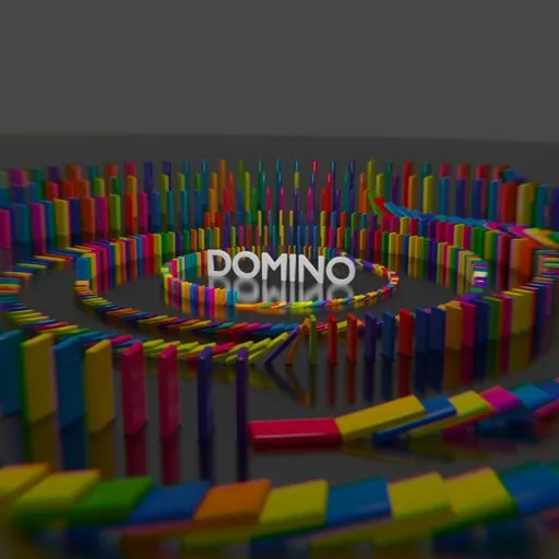 Colorful 3D domino spiral animation template for Blender, ideal for creative design and motion graphics.