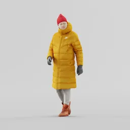 Walking guy in yellow jacket