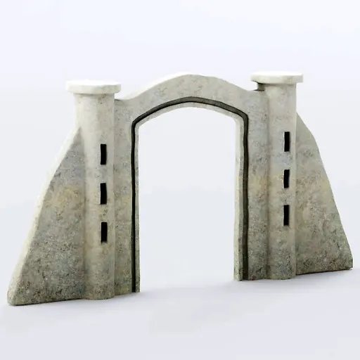 Detailed Blender 3D stone gateway, optimized with PBR textures for game asset or architectural visualization.