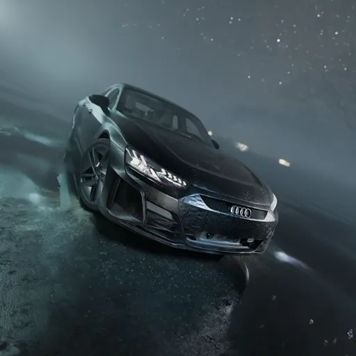 Rainy audi scene with lighting setup