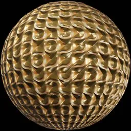 High-resolution 4k seamless Truchet pattern PBR texture with a golden bronze finish for 3D modeling and rendering in Blender.