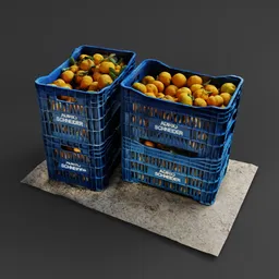 Plastic Crates with Tangerines