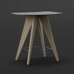3D rendered high stool with black top and white legs, ideal for Blender 3D bar-chair models.