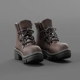 Detailed lowpoly 3D model of brown leather boots, game-ready asset, optimized for Blender rendering.
