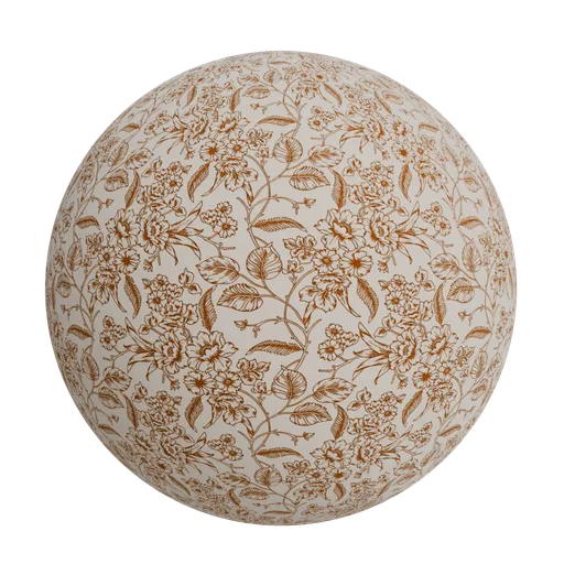Caramel orange floral wallpaper