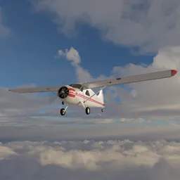 Detailed Blender 3D model of a single-engine aircraft in flight, realistic textures and lighting.
