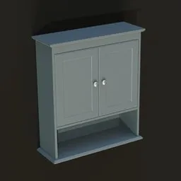 Detailed Blender 3D model of a wall-mounted storage cabinet with shelves for bathroom visualization.