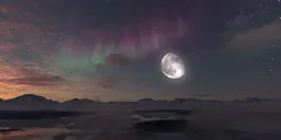 Dreamy Landscape Aurora Moon