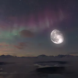 Dreamy Landscape Aurora Moon