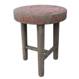 Realistic textured 3D stool model for Blender with detailed surface, enhancing virtual interiors.