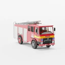3D-rendered Blender model of a low-poly fire engine with detailed textures and accurate scale for game development.
