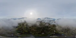 Fog Covered Aerial landscape 17k