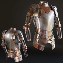 Detailed 3D warrior armor model with high-quality metal textures, suitable for Blender, ready for war game designs.
