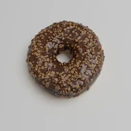 Realistic Chocolate Donut 3D Model with Sprinkles Created in Blender for Food Visualization