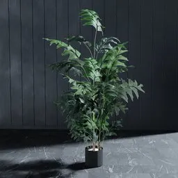 Realistic 3D model of an artificial Palicha plant for Blender rendering, ideal for interior design visualization.
