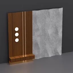 Walnut and Crumpled Concrete Wall Panel