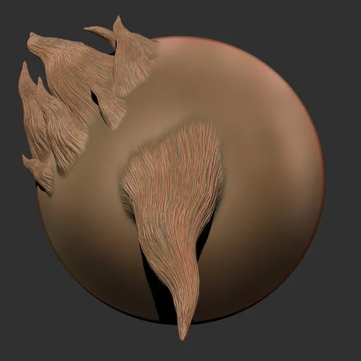 Blender 3D ER_Hair & Fur Brush 43 sculpting strand-like textures for 3D model hair, beards, and fur details.