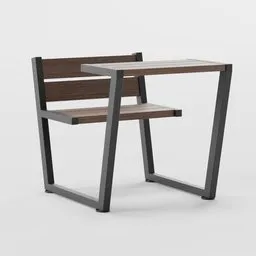 High-quality 3D Blender model of a metal and wood bench with a 4K texture finish, optimized for architectural rendering.