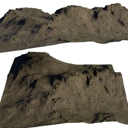 Detailed 3D terrain model showcasing intricate textures and realistic shading, compatible with Blender.