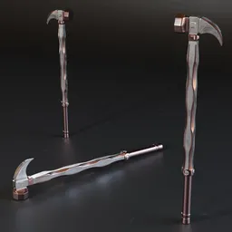 Detailed 3D mace model with high-quality metal textures, low poly, ideal for game design in Blender.