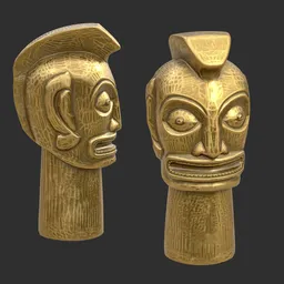 Tiki God Mohawk Warrior Statue Gold