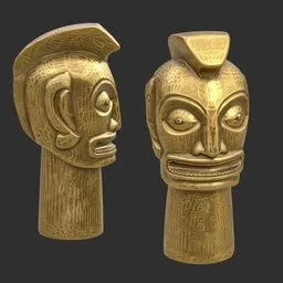 Tiki God Mohawk Warrior Statue Gold