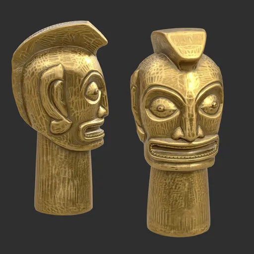Tiki God Mohawk Warrior Statue Gold