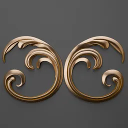Detailed 3D ornament model showcasing classic scrollwork design, perfect for enhancing architectural scenes in Blender.