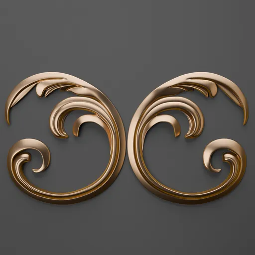 Detailed 3D ornament model showcasing classic scrollwork design, perfect for enhancing architectural scenes in Blender.