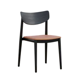 "Wood and metal chair 3D model with textured seat and back, inspired by B&T Design's Dante chair, created with Blender 3D software. Ideal for modern home and office settings. Available on BlenderKit."
