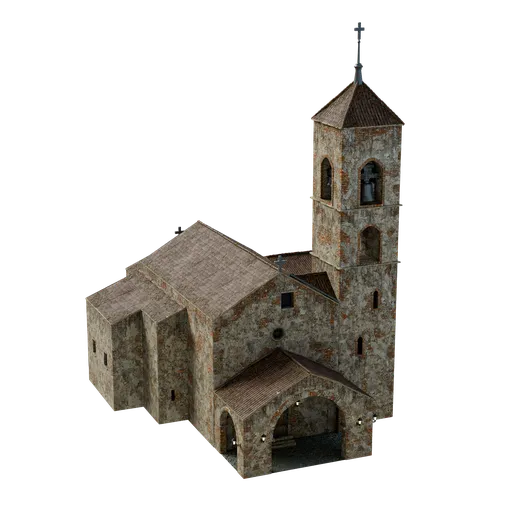 Detailed 3D rendering of ancient stone temple model, ideal for Blender artists crafting historical environments.