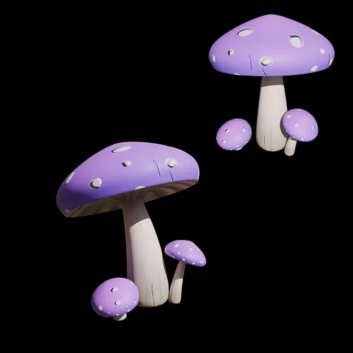 Cartoon Paint Purple Mushroom
