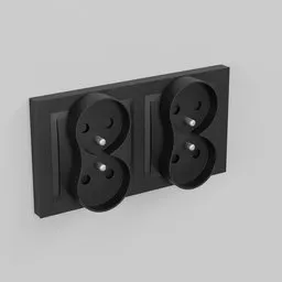 Double power outlet black