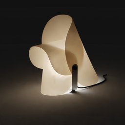 "Table lamp 3D model for Blender 3D - Modern Lamp with adjustable light intensity. Unique design with twisted shapes, smooth surface, and medium poly count. Perfect for home or office display."