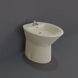 "Highly detailed and realistic 3D model of an Italian bidet with attention to detail, including a drain hose and flexible design for water loading. Functioning mixer for selecting hot and cold water. Ideal for Blender 3D users in need of a top-quality 3D model."