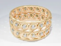 "Detailed gold bracelet 3D model with sparkling diamonds, designed for Blender Cycles."