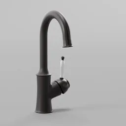 "Explore the sleek and urban style of the Damixa Tradition Amatur Black kitchen wash basin, inspired by Alexander Calder. This 3D model is perfect for Blender 3D users seeking a refined and dark washed tint black faucet with a Pinocchio nose. See official product images and add a touch of sophistication to your virtual kitchen design."