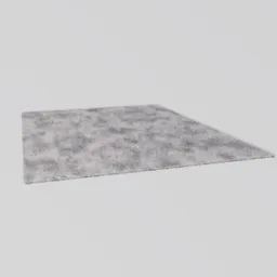 "Fluffy gray shaggy carpet 3D model with photorealistic texture for Blender 3D. Rectangular shape on white background. Ideal for interior design projects."