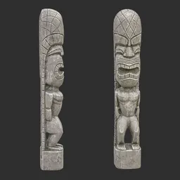 Tiki God Monolith Head Statue Stone